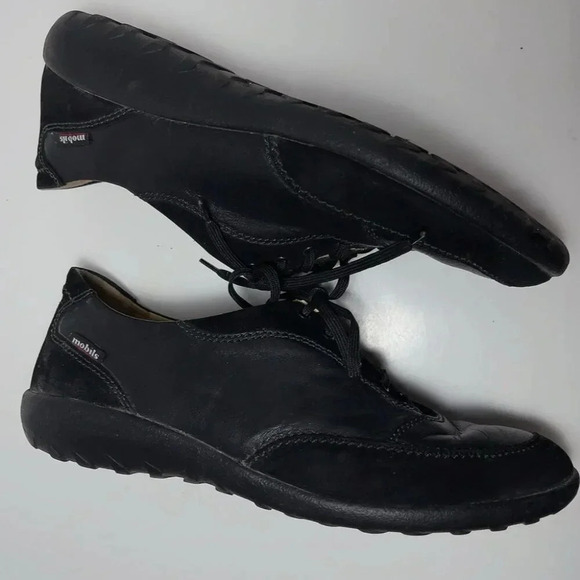 Mephisto Womens 10  Mobils Leather Lace Up Comfort Trainers Shoes - Picture 6 of 16